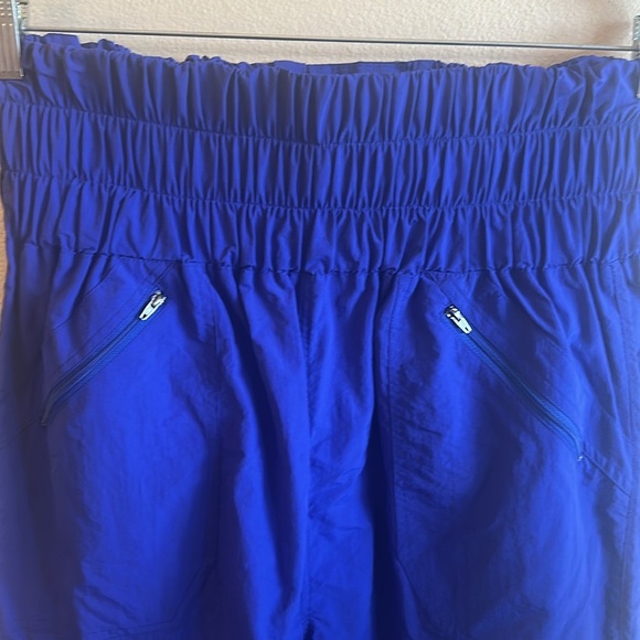 Zenana Windbreaker Smocked Pant Size XL Blue High Waist Pull On Front Pockets - Picture 3 of 13
